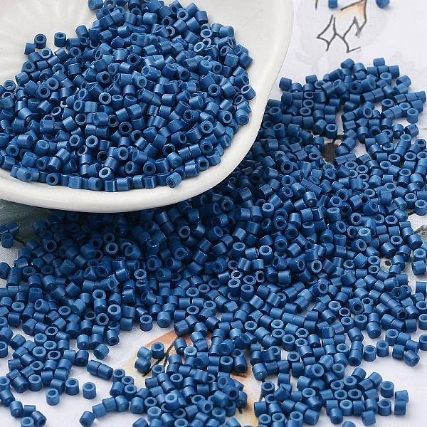 

PandaHall Baking Paint Glass Seed Beads, Cylinder, Marine Blue, 2x1.5mm, Hole: 1mm, about 5599pcs/50g Glass