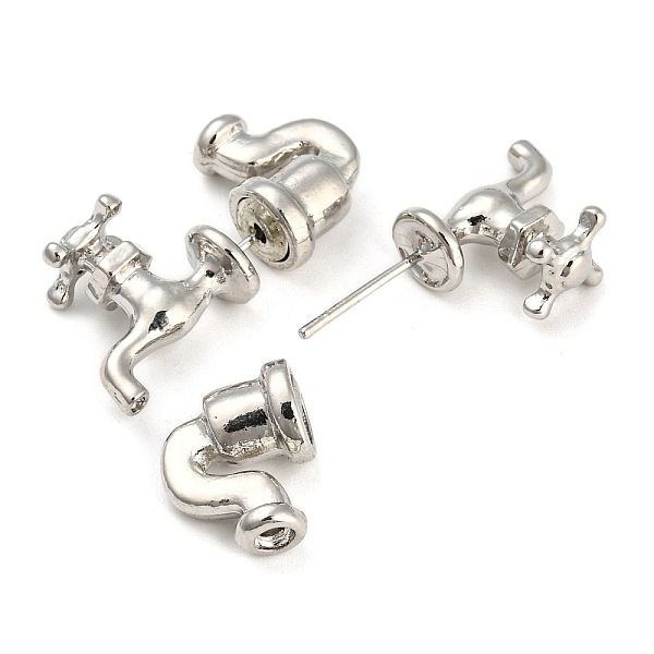 

PandaHall Alloy Front Back Stud Earrings, Faucet Shape, Platinum, 15x28x7mm Alloy Tool