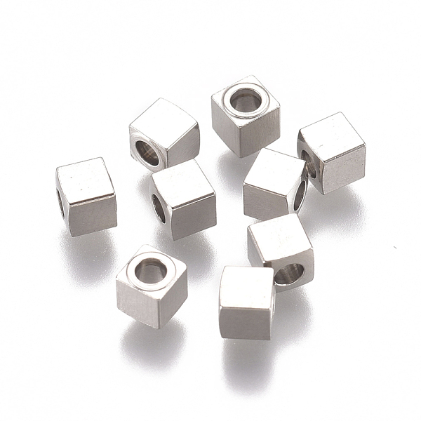 

PandaHall 304 Stainless Steel Beads, Cube, Stainless Steel Color, 3x3x3mm, Hole: 1.6mm 304 Stainless Steel Cube