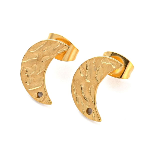 

PandaHall 304 Stainless Steel Stud Earring Findings, Crescent Moon, Real 18K Gold Plated, 12x8mm, Hole: 1mm, Pin: 0.8mm 304 Stainless Steel...