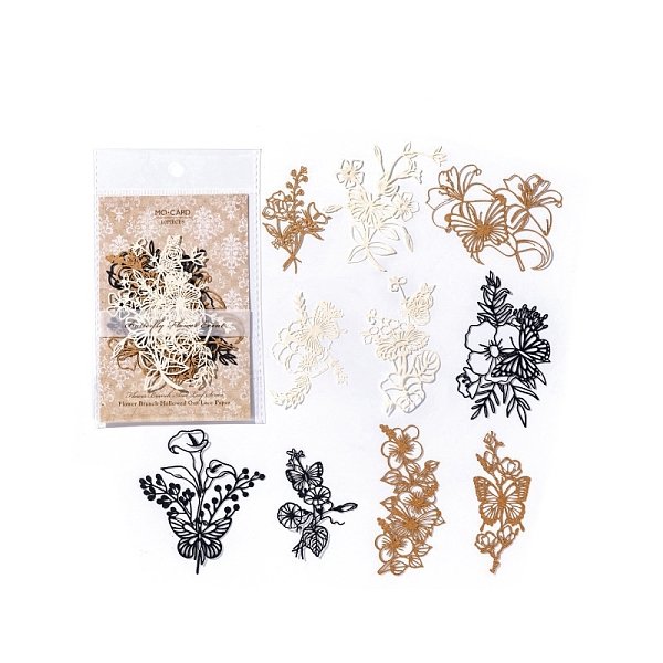 

PandaHall 10Pcs 10 Styles Flower Lace Cut Scrapbook Paper Pads, Hollow Leaf & Flower Paper for DIY Album Scrapbook, Greeting Card..., Black
