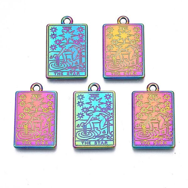 

PandaHall Rack Plating Alloy Pendants, Cadmium Free & Nickel Free & Lead Free, Rainbow Color, Tarot Charms, The Star XVII, 23.5x14.5x1.5mm...