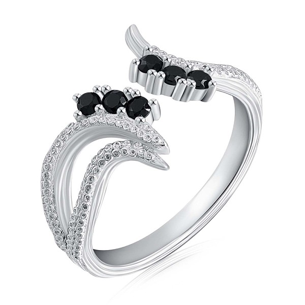 

PandaHall Rhodium Plated 925 Sterling Silver Phoenix Open Cuff Ring Cubic Zirconia for Women, Black, US Size 6 1/2(16.9mm) Sterling Silver...