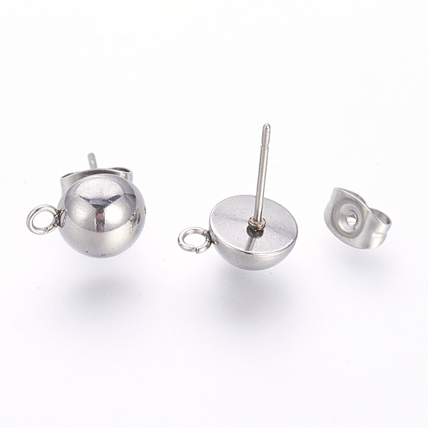 

PandaHall 201 Stainless Steel Stud Earring Findings, with Loop and 304 Stainless Steel Pins, Stainless Steel Color, 10.5x8mm, Hole: 1.5mm...
