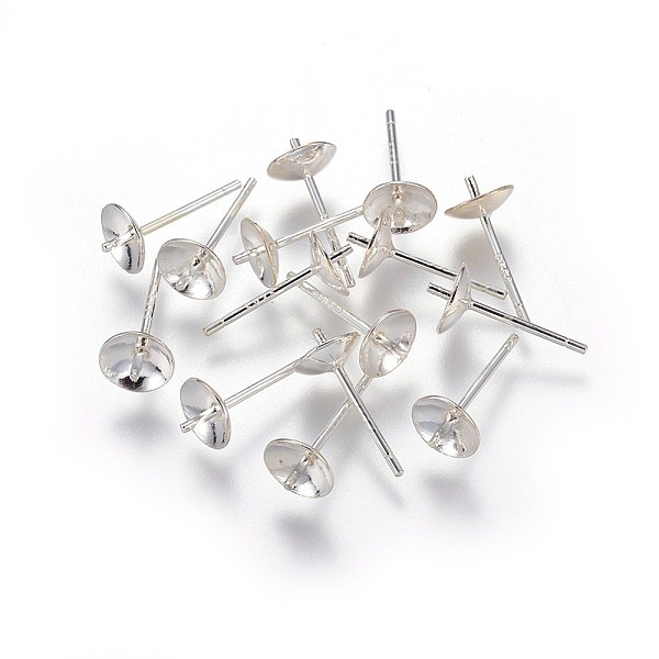 

PandaHall 925 Sterling Silver Stud Earring Findings, For Half Drilled Beads, Silver, 13.5x6mm, Pin: 0.9mm Sterling Silver Silver