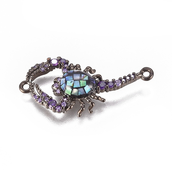 

PandaHall Brass Micro Pave Cubic Zirconia Links, with Abalone Shell/Paua Shell, Scorpion, Gunmetal, 14x31x5mm, Hole: 1.2mm Brass+Cubic...