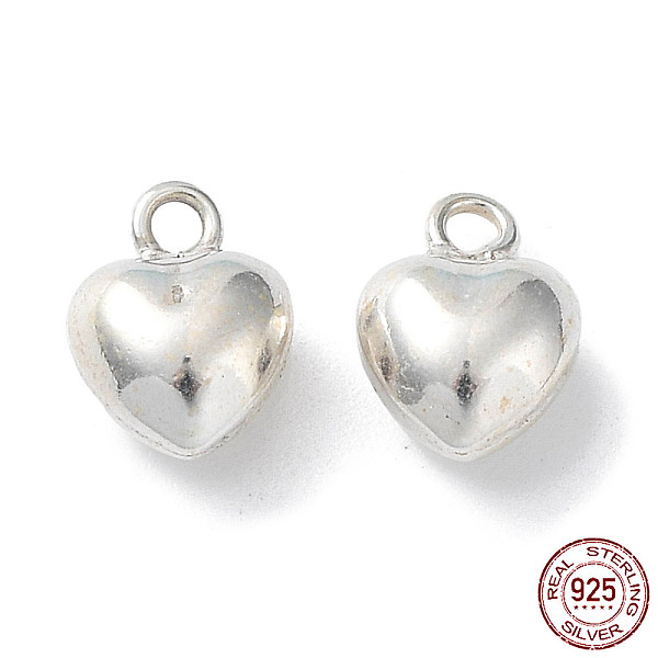 

PandaHall 925 Sterling Silver Charms, Heart, Silver, 7x5x3.5mm, Hole: 1mm Sterling Silver Heart