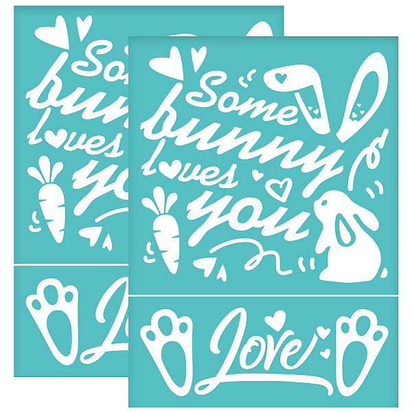 

PandaHall OLYCRAFT 2Pcs 5.5x7.7 Inch Easter Self-Adhesive Silk Screen Printing Stencil "Some Bunny Loves You" Silk Screen Stencil Rabbit..., Green