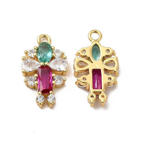 

PandaHall Rack Plating Brass Micro Pave Cubic Zirconia Pendants, Long-Lasting Plated, Cadmium Free & Lead Free, Flower Charm, Real 18K Gold...