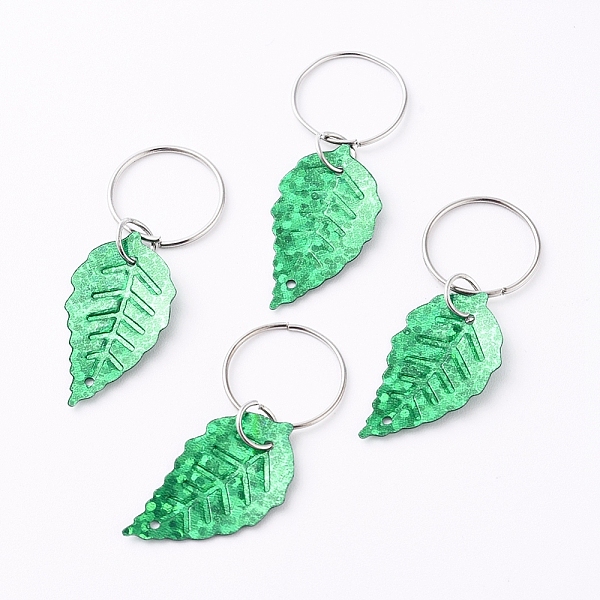 

PandaHall Plastic Paillette/Sequin Hair Braid Rings Pendants, Hair Clip Headband Accessories, Leaf, Lime Green, 40mm Plastic Leaf Green