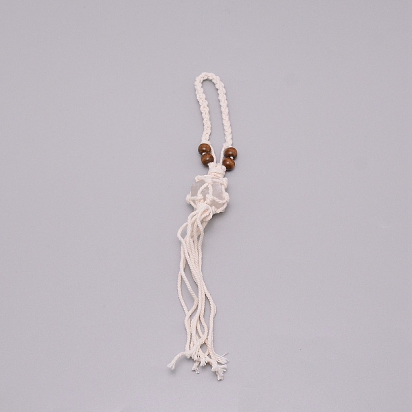 

PandaHall Irregular Gemstone Hanging Pendant Decoration, with Cotton Cord & Wood Beads, for Car Interior Ornament Accessories, 300~340mm...