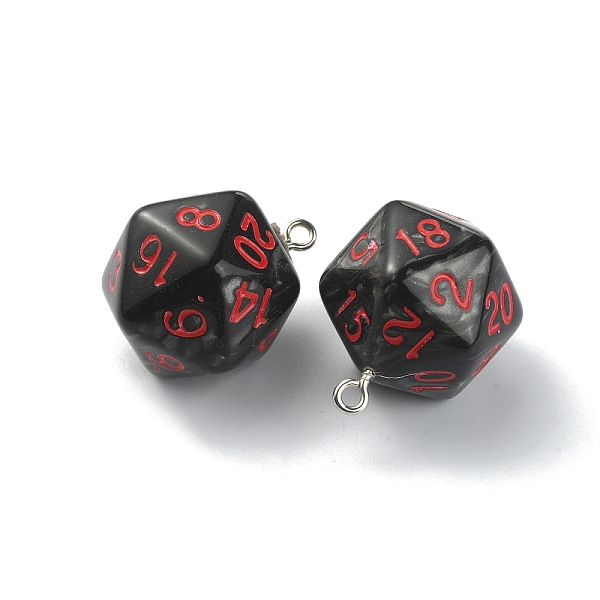

PandaHall Opaque Resin Polyhedral Dice Pendants, 20 Sided Dice Charm, with Platinum Tone Iron Loops, Black, 27x20x20mm, Hole: 2mm Iron+Resin...