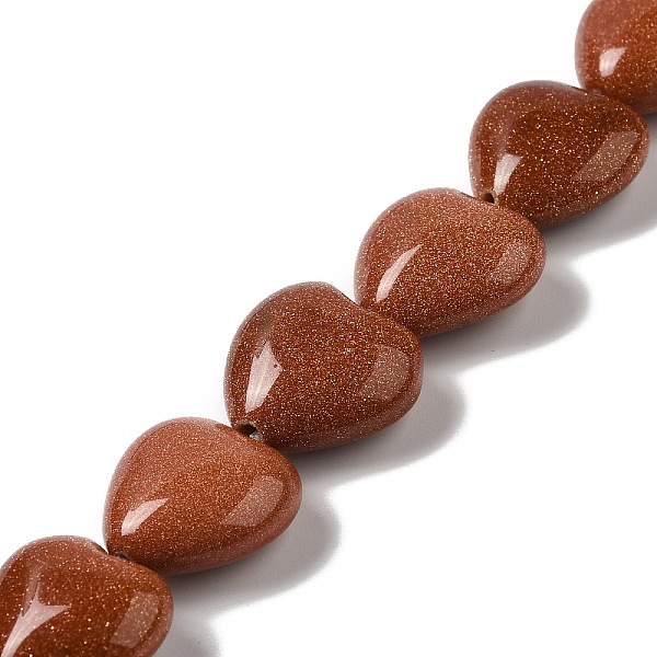 

PandaHall Synthetic Goldstone Beads Strands, Heart, 15x16x7.5mm, Hole: 1mm, about 12pcs/strand, 6.97''~7.09''(17.7~18cm) Goldstone Heart