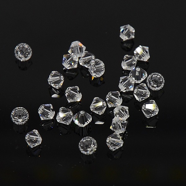 austrian crystal beads, 5301, faceted bicone, 001_crystal, 4x4mm, hole: 4mm
