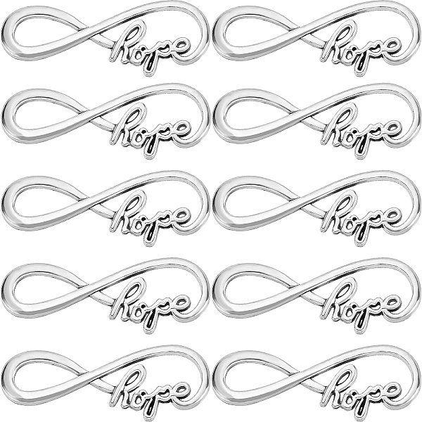 

PandaHall SUNNYCLUE 50Pcs Tibetan Style Alloy Infinity with Word Hope Connector Charms, Cadmium Free & Lead Free, Antique Silver, 15x39x2mm...