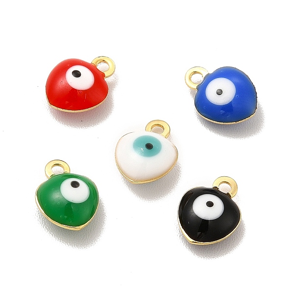 

PandaHall 304 Stainless Steel Evil Eye Enamel Charms, Heart Charm, Golden, Mixed Color, 8x6x3mm, Hole: 1mm Stainless Steel+Enamel Heart..., Multicolor