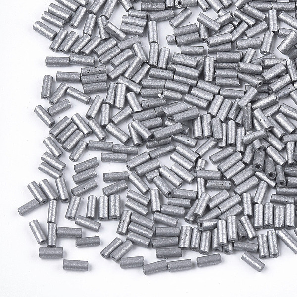 

PandaHall Electroplate Glass Bugle Beads, Round Hole, Metallic Colours, Silver, 3~5x1.5~2mm, Hole: 0.8mm, about 15000pcs/bag Glass Silver