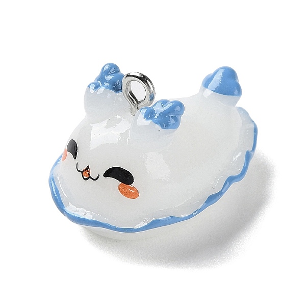 

PandaHall Sea Animal Theme Opaque Resin Pendants, Sea Hare Charms with Platinum Tone Iron Loops, Snow, 16.5x18x26mm, Hole: 2mm Iron+Resin..., White
