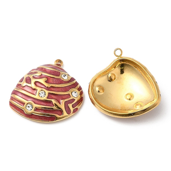 

PandaHall 304 Stainless Steel Rhinestone Pendants, with Enamel, Shell Charms, Golden, Indian Red, 19.5x19x5mm, Hole: 1.2mm Stainless...