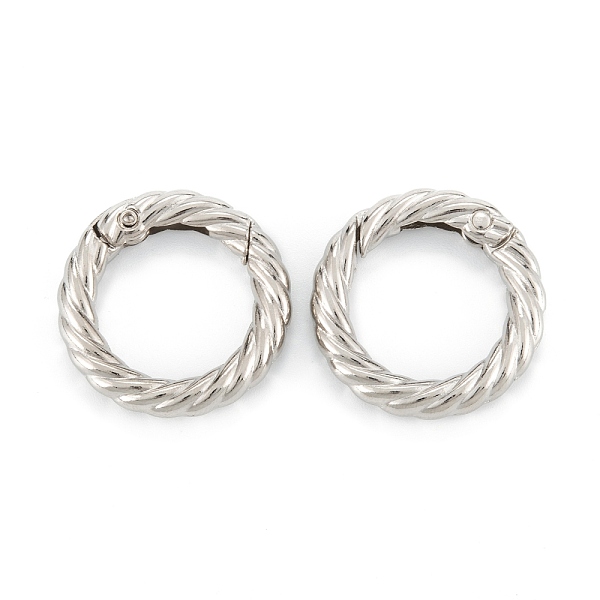 

PandaHall Zinc Alloy Spring Gate Rings, Twist Ring, Platinum, 29x5mm, Inner Diameter: 19mm Alloy