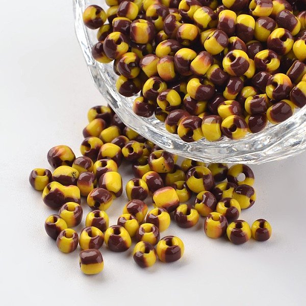 

PandaHall 6/0 Opaque Colours Seep Glass Beads, Round Seed Beads, Saddle Brown, 3.5~4x2.5~3mm, Hole: 0.5mm, about 611pcs/50g Glass Brown