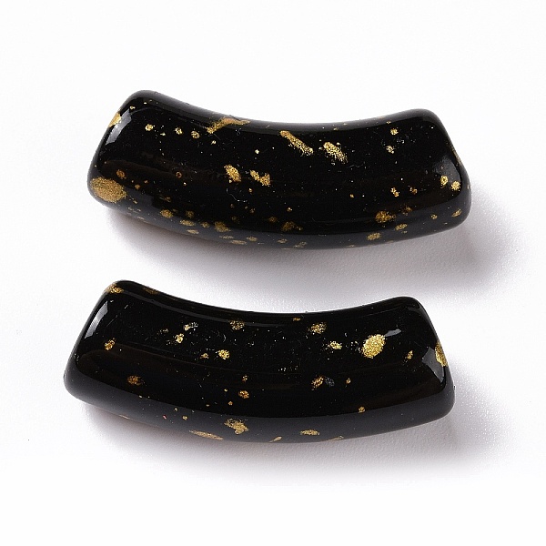 

PandaHall Opaque Acrylic Beads, with Glitter Powder, Curved Tube, Black, 34.5x13.5x11.5mm, Hole: 3.1mm Acrylic Tube Black