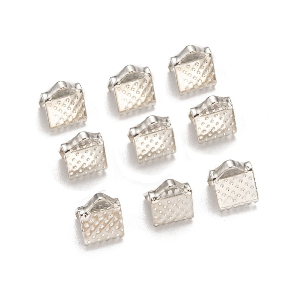 

PandaHall Iron Ribbon Crimp Ends, Platinum, 6x7mm, hole: 2mm Iron