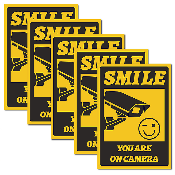 

PandaHall Waterproof PVC Warning Sign Stickers, Rectangle with Word, Camera Pattern, 25x17.5cm, 5pcs/set Plastic Furniture & Appliances