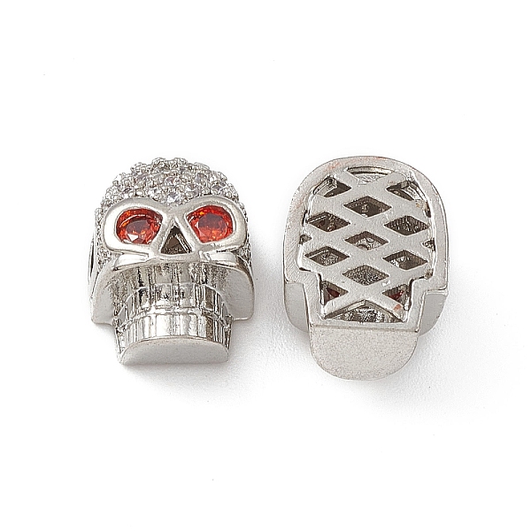 

PandaHall Brass Micro Pave Cubic Zirconia Beads, Skull, Platinum, 12x9.5x12.5mm, Hole: 3mm Brass+Cubic Zirconia Skull Clear