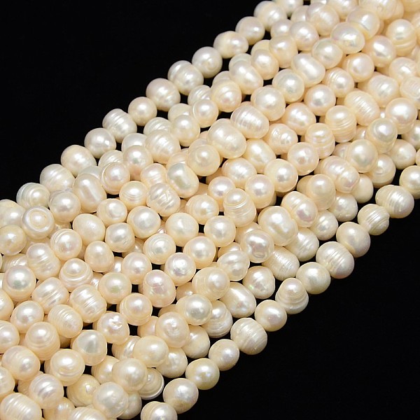 

PandaHall Natural Cultured Freshwater Pearl Beads Strands, Potato, Creamy White, 8~9mm, Hole: 0.8mm, about 46pcs/strand, 13.77 inch~14.17...