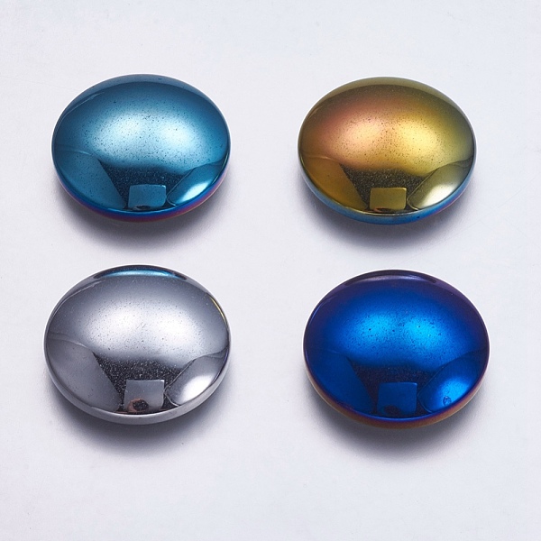 

PandaHall Electroplate Non-magnetic Synthetic Hematite Cabochons, Flat Round, Mixed Color, 20x5.5mm Howlite Flat Round Multicolor