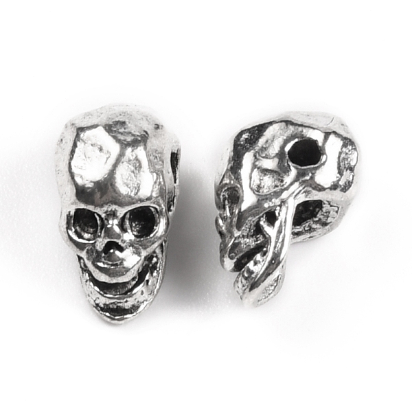 

PandaHall Tibetan Style Zinc Alloy Spacer Beads, Halloween, Skull, Antique Silver, 12x6.5x7.5mm, Hole: 1.5mm Alloy Skull