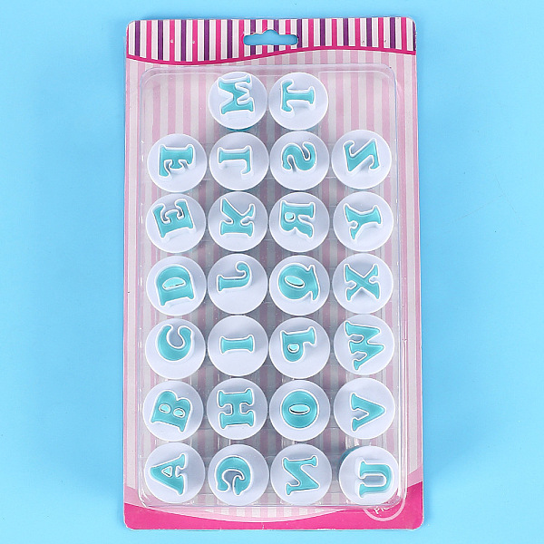 

PandaHall Plastic Cookie Cutters, Alphabet Cookies Moulds, DIY Biscuit Baking Tool, Letter A~Z, Deep Sky Blue, 34x32mm Plastic Letter A~Z