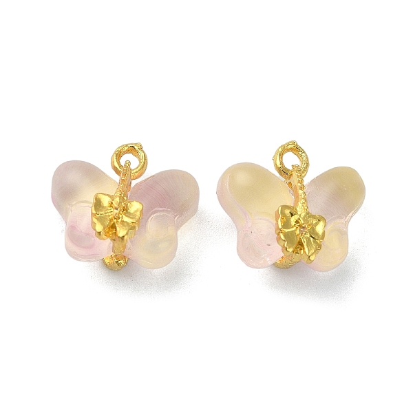 

PandaHall Light Gold Tone Alloy with Glass Charms, Butterfly Charm, Wheat, 14~14.5x14~14.5x9~9.5mm, Hole: 1.5~1.8mm Alloy+Glass Butterfly..., Orange