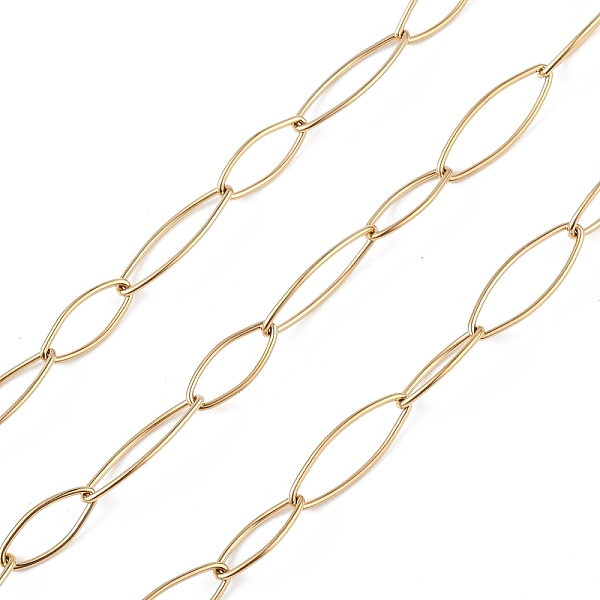 

PandaHall 304 Stainless Steel Horse Eye Link Chains, Unwelded, with Spool, Golden, 15x6.5x1mm, 20x7x1mm, about 32.81 Feet(10m)/Roll 304...