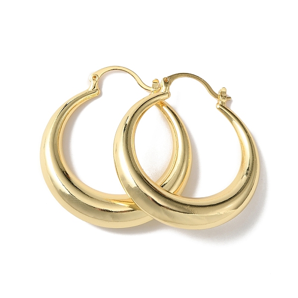 

PandaHall Brass Hoop Earrings for Woman, Real 18K Gold Plated, 43x39x8mm, Pin: 1~1.5x0.6mm Brass Ring