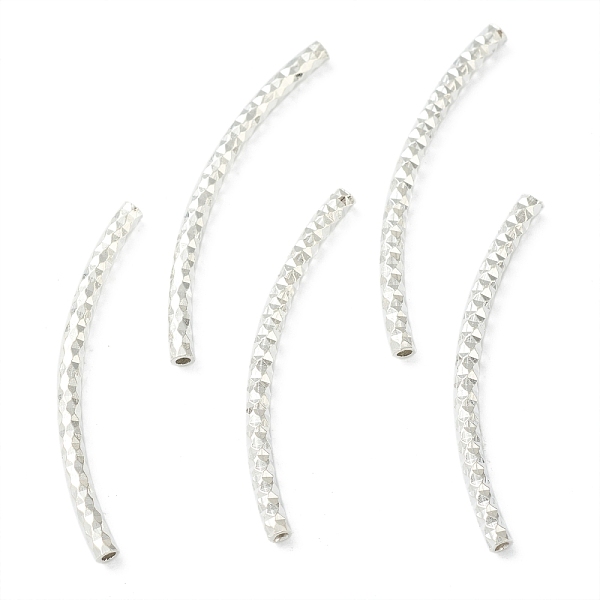 

PandaHall Brass Tube Beads, Long-Lasting Plated, Curved Beads, Tube, 925 Sterling Silver Plated, 30x2mm, Hole: 1mm Brass Tube