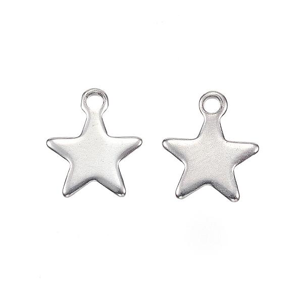 

PandaHall 201 Stainless Steel Charms, Star, Stainless Steel Color, 9x10.5x0.8mm, Hole: 1.5mm 201 Stainless Steel Star