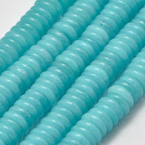 

PandaHall Natural White Jade Heishi Beads Strands, Disc/Flat Round, Dyed, Medium Turquoise, 10x2.5~3mm, Hole: 1mm, about 128pcs/strand..., Cyan