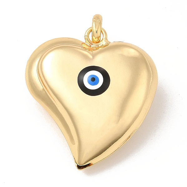 

PandaHall Brass Pendants, with Enamel, Real 18K Gold Plated, Long-Lasting Plated, Heart with Evil Eye Charm, Black, 33x30x12mm, Hole...