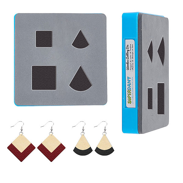 

PandaHall SUPERDANT Leather Earrings Cutting Dies 2 Sizes Fan-Shaped and Square Faux Leather Earring Wooden Die Cutting Mold for Dangle...