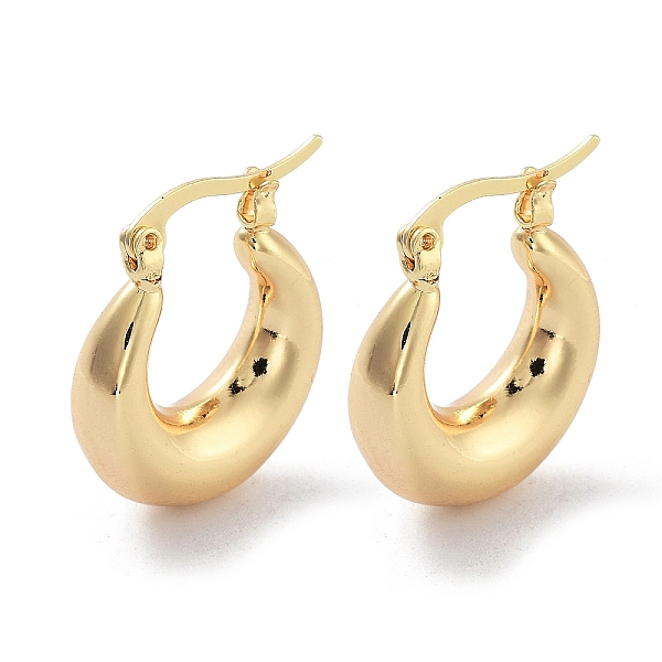 

PandaHall Brass Plain Hoop Earrings, Real 18K Gold Plated, 27x8x25.5mm Brass