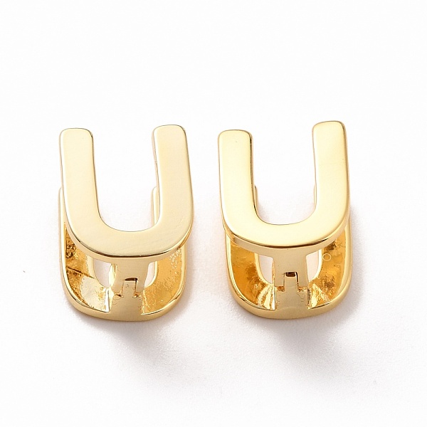 

PandaHall Initial Hoop Earrings for Women, Golden Letter Brass Earrings, Letter.U, 12.5x10x9.5mm, Pin: 0.8mm Brass Letter U