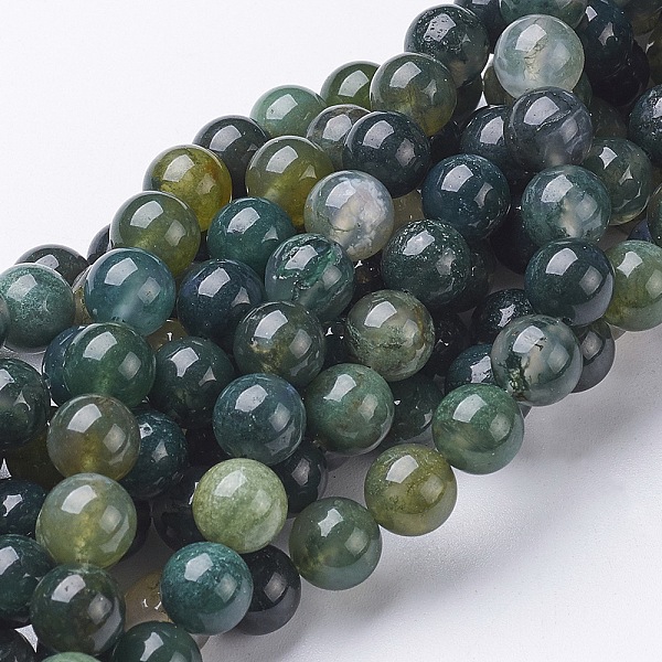 Natural Moss Agate Beads Strands