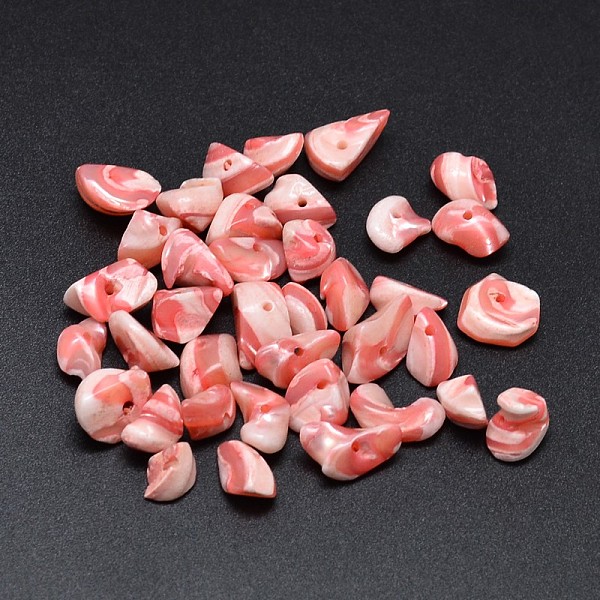 

PandaHall Dyed Natural Shell Nuggets Chips Beads, Light Coral, 9~14x6~10mm, Hole: 1mm, about 560pcs/500g Other Sea Shell Chip Red