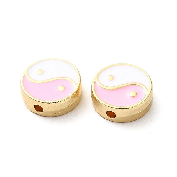 

PandaHall Rack Plating Alloy Enamel Beads, Flat Round with Yin Yang Pattern, Golden, Pink, 11x4mm, Hole: 1.6mm Alloy+Enamel Flat Round Pink