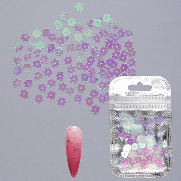 

PandaHall Shining Nail Art Glitter, Manicure Sequins, DIY Sparkly Paillette Tips Nail, Flower, Clear, 7x6x0.2mm, about 2g/bag Plastic Flower...