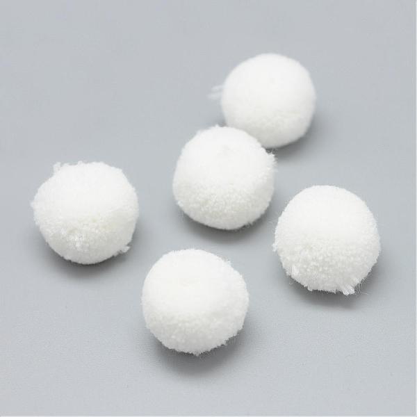 

PandaHall DIY Doll Craft Polyester Pom Pom Ball, Round, White, 15mm Polyester White
