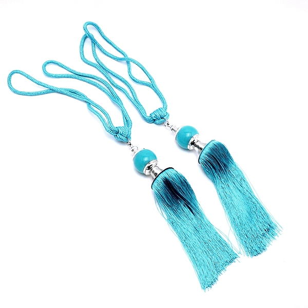 

PandaHall (Clearance Sale)Polyester Curtain Tiebacks, with Tassel, Cyan, 650x53mm Polyester Others Cyan