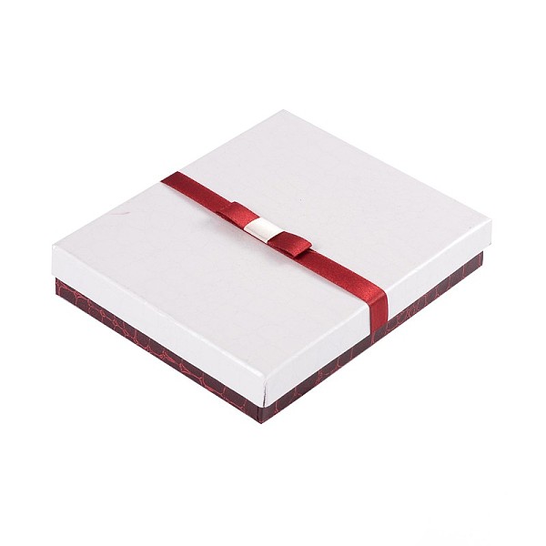 

PandaHall Rectangle Jewelry Set Cardboard Boxes, with Sponge and Ribbon, White, 16x13x3cm Paper Rectangle White